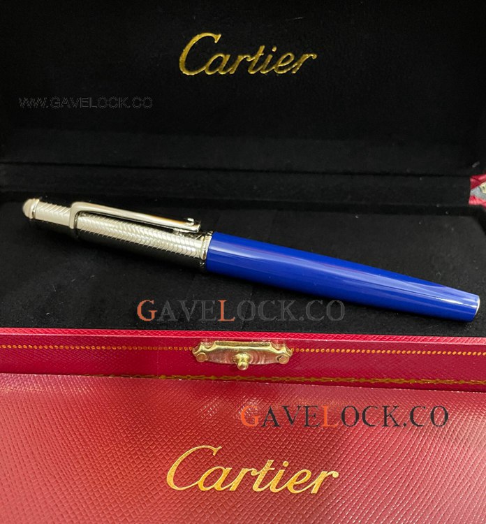Replica Diabolo de Cartier Rollerball Pen Silver Cap & Blue